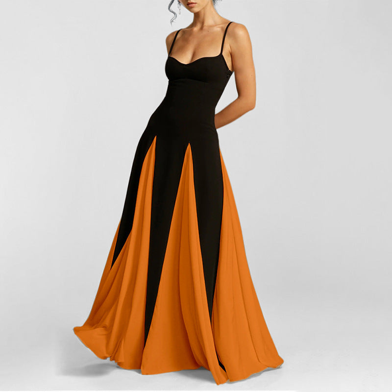 Fashion Temperament Camisole Contrast Color Loose Dress