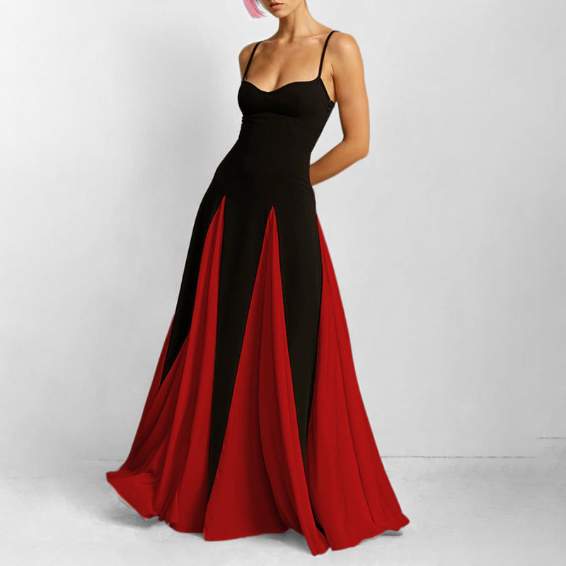 Fashion Temperament Camisole Contrast Color Loose Dress