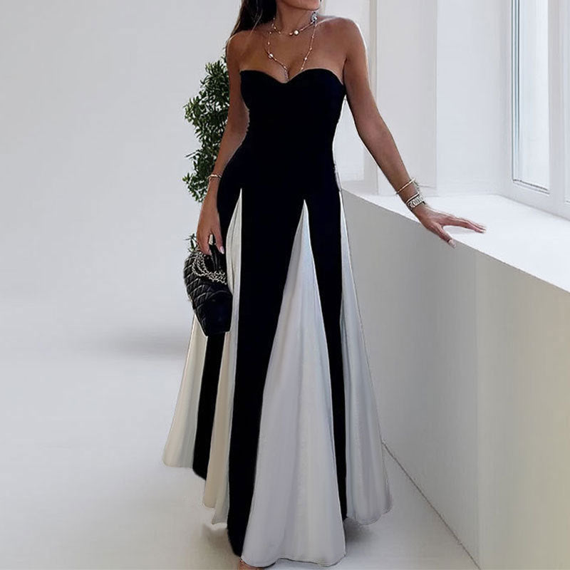 Fashion Temperament Camisole Contrast Color Loose Dress